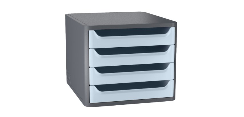 Cassettiera 1400 First - 4 cassetti - 28,8 x 34,6 x23,4 - grigio\azzurro chiaro - Cep