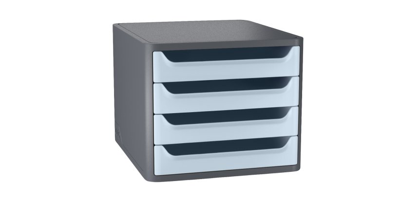 Cassettiera 1400 First - 4 cassetti - 28,8 x 34,6 x23,4 - grigio\azzurro chiaro - Cep