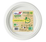 Piatto piano monouso - rotondo - diametro 22 cm - cellulosa - bianco - Dopla Green - conf. 50 pezzi