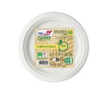 Piatto frutta monouso - rotondo - diametro 17 cm - cellulosa - bianco - Dopla Green - conf. 50 pezzi
