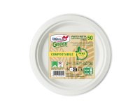 Piatto frutta monouso - rotondo - diametro 17 cm - cellulosa - bianco - Dopla Green - conf. 50 pezzi
