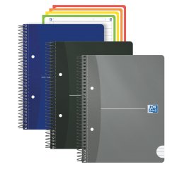 Maxiquaderno spiralato Office Essentials - A4+ - 1 rigo c/margine - 160 pagine - 80 gr - colori assortiti - Oxford