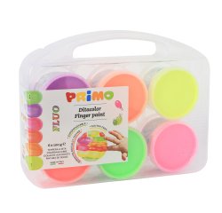 Ditacolor colori a dita - 100ml  - c/pennello - valigetta 6 colori fluo - Primo
