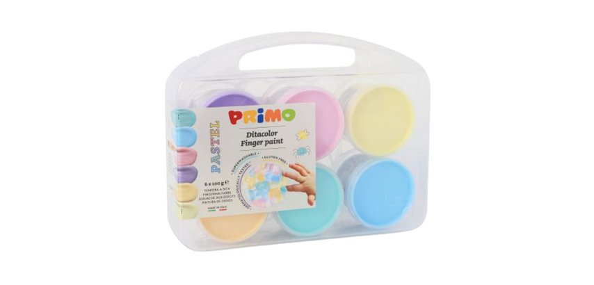 Ditacolor colori a dita - 100ml  - c/pennello - valigetta 6 colori pastello - Primo