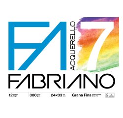 Blocco acquerello F7 - 24 x 33cm - 12 fogli - 300gr - grana fine - Fabriano