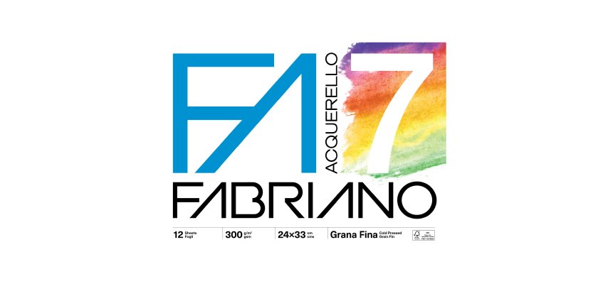 Blocco acquerello F7 - 24 x 33cm - 12 fogli - 300gr - grana fine - Fabriano