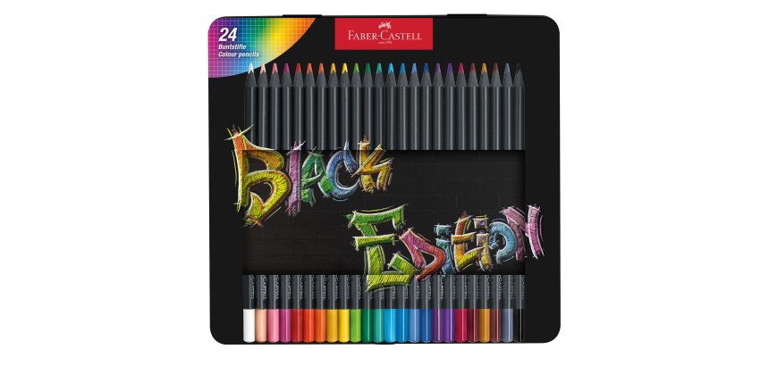 Matite colorate triangolare Black Edition - colori assortiti - Faber-Castell - conf.24 pezzi