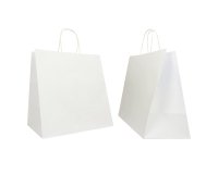Shopper Twisted Large - maniglie cordino - 28 x 17 x 29 cm - carta kraft - bianco - Mainetti Bags - conf. 25 pezzi