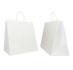 Shopper Twisted Large - maniglie cordino - 28 x 17 x 29 cm - carta kraft - bianco - Mainetti Bags - conf. 25 pezzi