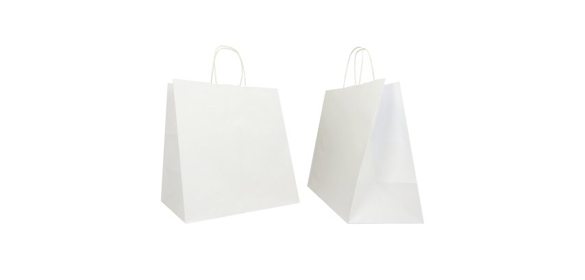 Shopper Twisted Large - maniglie cordino - 28 x 17 x 29 cm - carta kraft - bianco - Mainetti Bags - conf. 25 pezzi