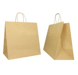 Shopper Twisted Large - maniglie cordino - 28 x 17 x 29 cm - carta biokraft - avana - Mainetti Bags - conf. 25 pezzi
