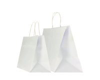 Shopper Twisted XLarge - maniglie cordino ritorto - 32 x 23 x 35 cm - carta kraft - bianco - Mainetti Bags - conf. 25 pezzi