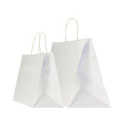 Shopper Twisted XLarge - maniglie cordino ritorto - 32 x 23 x 35 cm - carta kraft - bianco - Mainetti Bags - conf. 25 pezzi