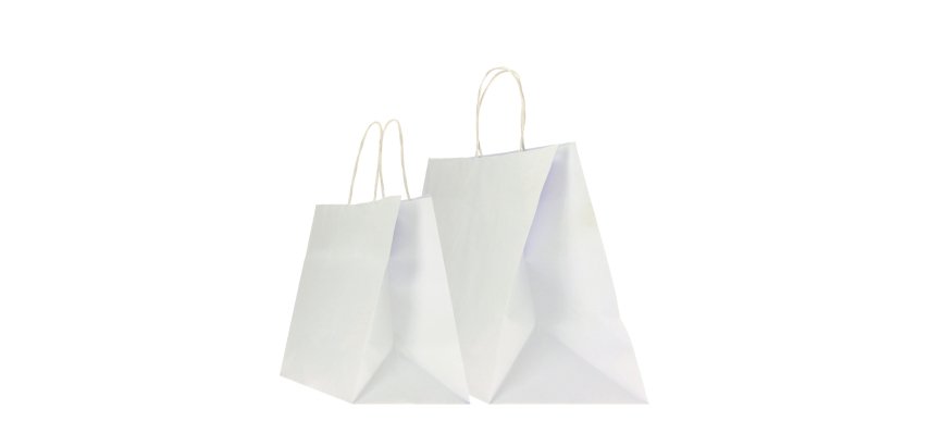 Shopper Twisted XLarge - maniglie cordino ritorto - 32 x 23 x 35 cm - carta kraft - bianco - Mainetti Bags - conf. 25 pezzi