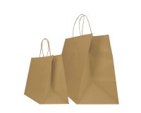 Shopper Twisted XLarge - maniglie cordino ritorto - 32 x 23 x 35 cm - carta biokraft - avana - Mainetti Bags - conf. 25 pezzi