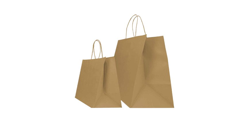Shopper Twisted XLarge - maniglie cordino ritorto - 32 x 23 x 35 cm - carta biokraft - avana - Mainetti Bags - conf. 25 pezzi