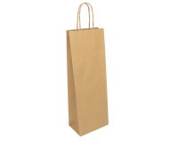 Portabottiglie EASY - maniglie cordino - 14 x 9 x 39 cm - carta sealing - avana - Mainetti Bags - conf. 25 pezzi