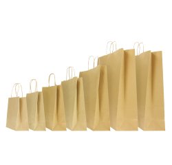 Shopper - maniglie cordino - 14 x 9 x 21 cm - carta biokraft - avana - Mainetti Bags - conf. 25 pezzi