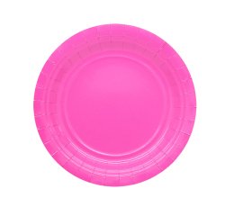 Piatti piani Ecocolor - Ø18cm - biodegradabile - fucsia - Big Party - conf. 25 pezzi