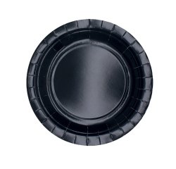 Piatti piani Ecocolor - Ø18cm - biodegradabile - nero - Big Party - conf. 25 pezzi