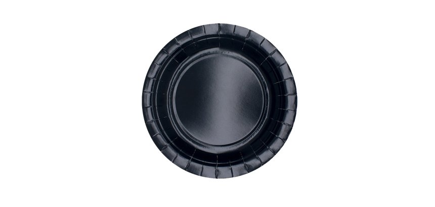 Piatti piani Ecocolor - Ø18cm - biodegradabile - nero - Big Party - conf. 25 pezzi