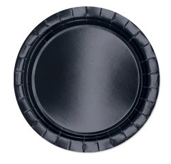 Piatti piani Ecocolor - Ø24cm - biodegradabile - nero - Big Party - conf. 25 pezzi