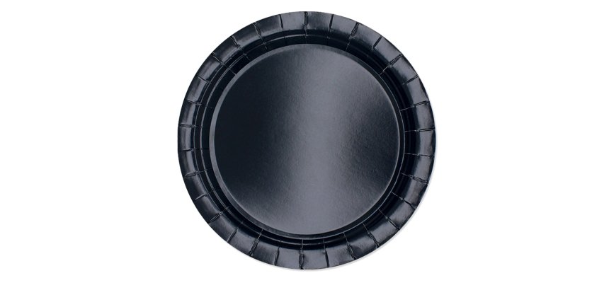 Piatti piani Ecocolor - Ø24cm - biodegradabile - nero - Big Party - conf. 25 pezzi
