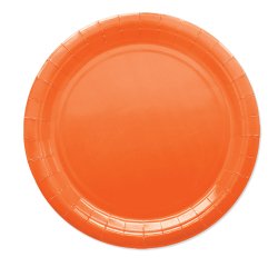 Piatti piani Ecocolor - Ø24cm - biodegradabile - arancione - Big Party - conf. 25 pezzi
