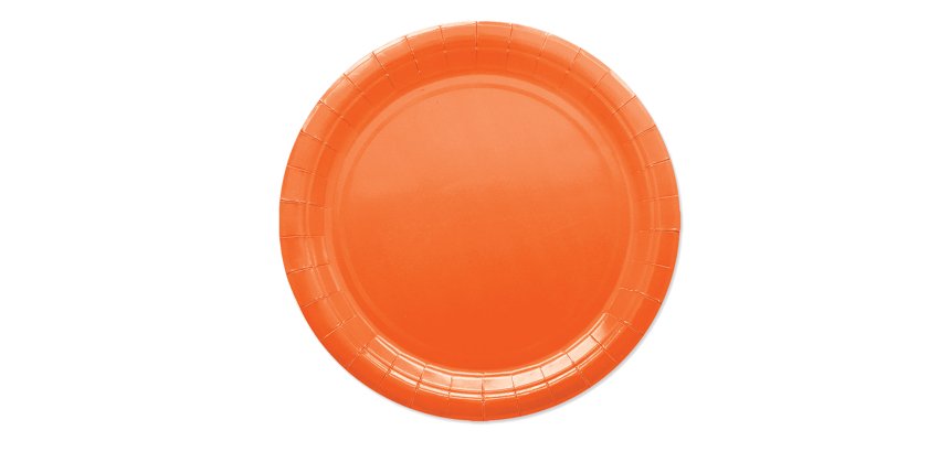 Piatti piani Ecocolor - Ø24cm - biodegradabile - arancione - Big Party - conf. 25 pezzi