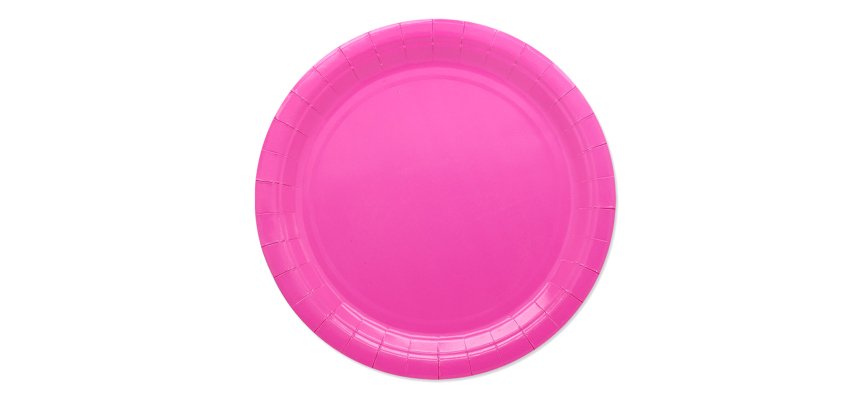 Piatti piani Ecocolor - Ø24cm - biodegradabile - fucsia - Big Party - conf. 25 pezzi