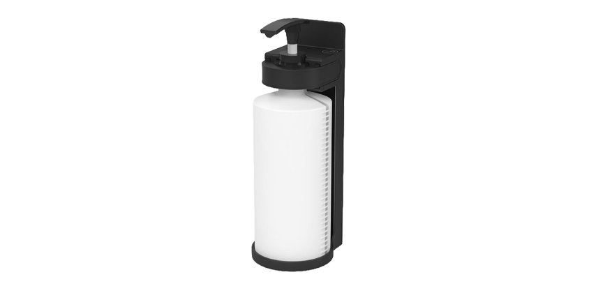 Dispenser Nenya - con supporto murale - 6,5 x 7,1 x 18,2 cm - 300 ml - ABS - nero - Medial International