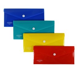 Busta con bottone - PP - 22,5 x 12,5 cm - colori assortiti - Plastibor