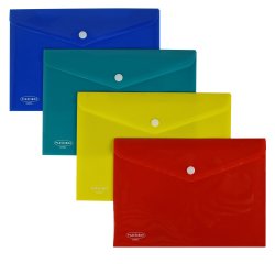 Busta con bottone - PP - 23,9 x 16,9 cm - colori assortiti - Plastibor