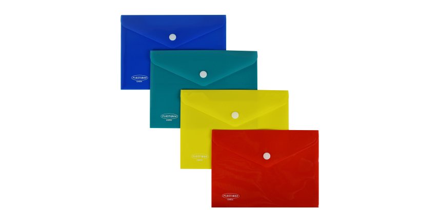 Busta con bottone - PP - 19 x 14 cm - colori assortiti - Plastibor