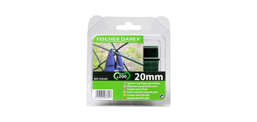 Punti per reti - 20 mm - verdi - Fischer Darex - conf. 200 punti