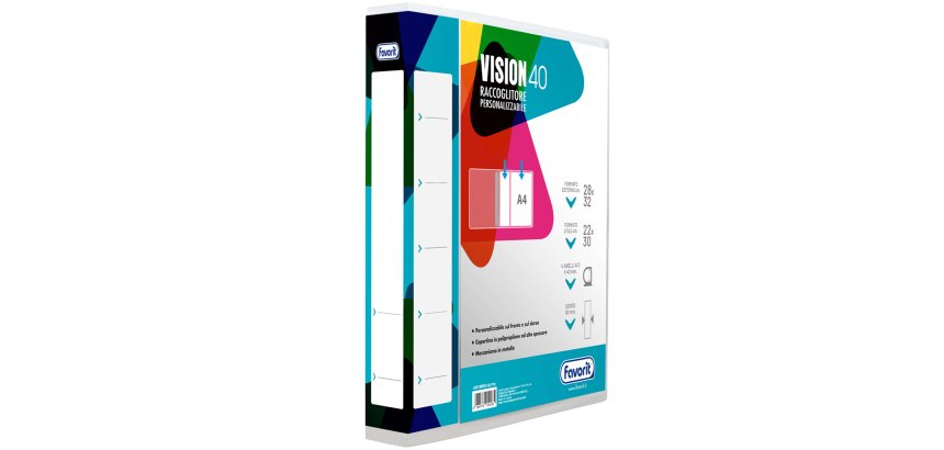 Raccoglitore personalizzabile Vision - 22 x 30 cm - 4 anelli a D 40 mm - dorso 6 cm - neutro - Favorit