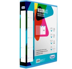 Raccoglitore personalizzabile Vision - 22 x 30 cm - 4 anelli a D 40 mm - dorso 6 cm - azzurro - Favorit