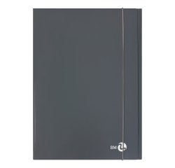 Cartella 3 lembi con elastico - A4 - dorso piatto - grigio scuro - BM