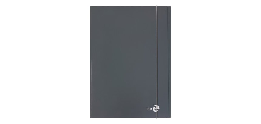 Cartella 3 lembi con elastico - A4 - dorso piatto - grigio scuro - BM
