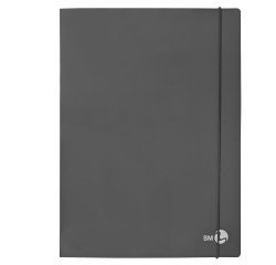 Cartella 3 lembi con elastico - A4 - dorso 1 cm - grigio scuro - BM