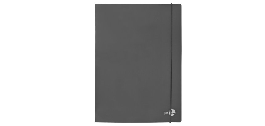Cartella 3 lembi con elastico - A4 - dorso 1 cm - grigio scuro - BM