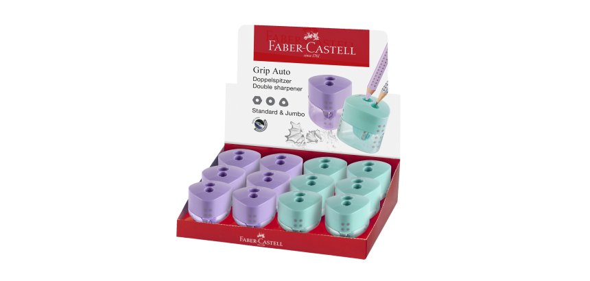 Temperamatite Grip Auto - 2 fori - c/serbatoio - Faber-Castell