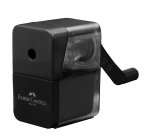 Temperamatite con manovella - 1 foro - c/serbatoio - nero - Faber-Castell