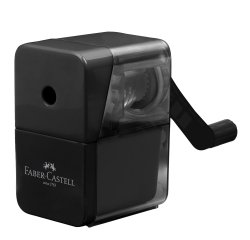 Temperamatite con manovella - 1 foro - c/serbatoio - nero - Faber-Castell