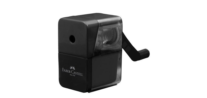 Temperamatite con manovella - 1 foro - c/serbatoio - nero - Faber-Castell