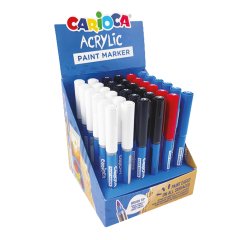 Marcatore Paint Marker acrilico - punta pennello - colori assortiti - Carioca - conf. 36 pezzi