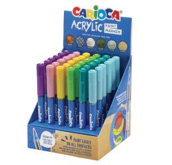 Marcatore Paint Marker acrilico - punta pennello - colori assortiti fancy- Carioca - conf. 36 pezzi