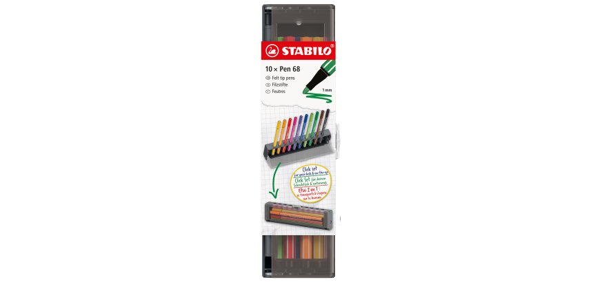 Click set Pen 68 - tratto 1.0 mm - colori assortiti - Stabilo - conf. 10 pezzi