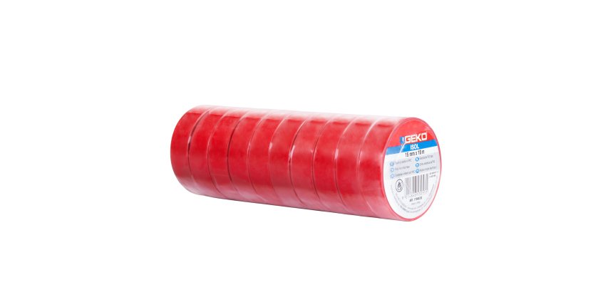 Nastro adesivo isolante - 15mm x 10 m - PVC - rosso - Geko