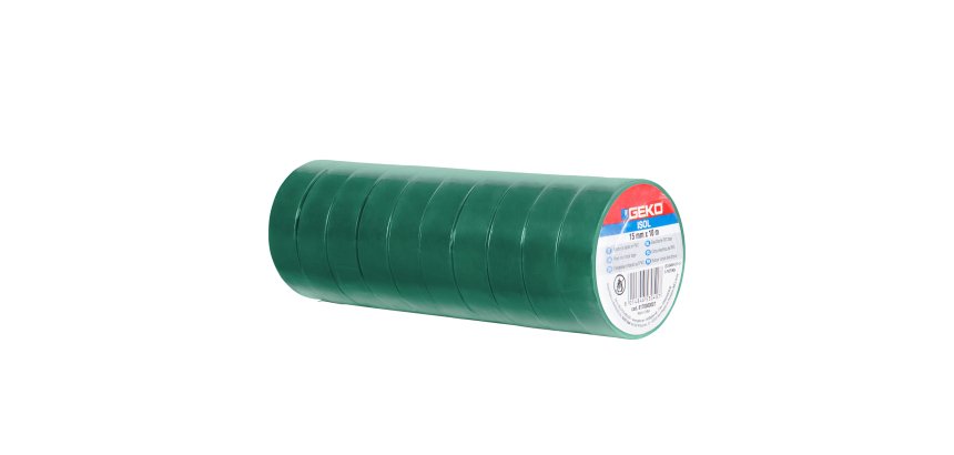 Nastro adesivo isolante - 15mm x 10 m - PVC - verde - Geko
